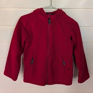 LL Bean Kids Red Hooded Fleece Jacket Size L 6X/7